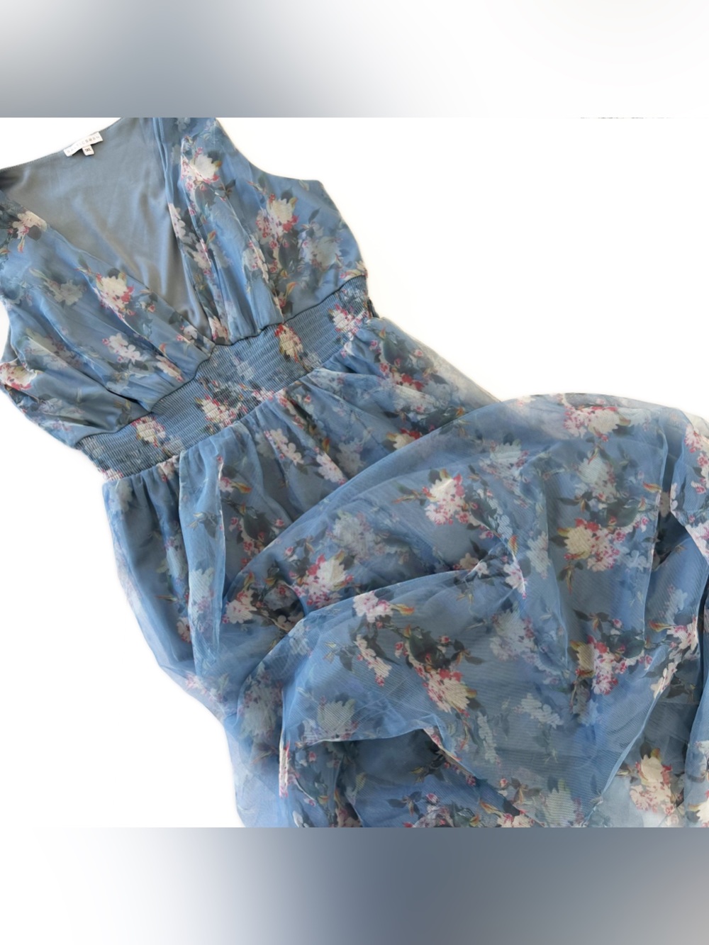 Baltic Born Dress Womens 1XL Kamila Tulle Maxi Blue Floral Bridesmaid - Picture 2 of 8